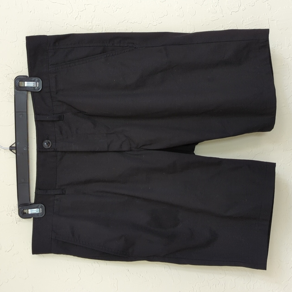 Zara Men's Black Flat Front Textured Cotton Blend Chino Shorts Size 34